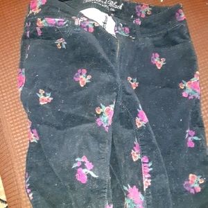 Free with  any order !!!!black with flower prints straight leg cords